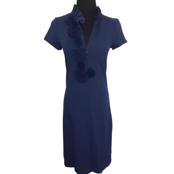 Lilly Pulitzer Clary Polo Shirt Dress Short Sleeve Dress Navy Blue XS Nautical - Picture 1 of 12